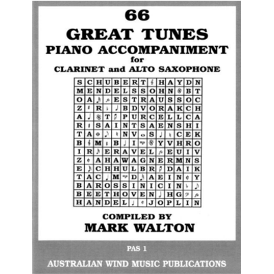 66 Great Tunes for Clarinet & Alto Sax - Piano Accompaniment-Woodwind-Australian Wind Music Publications-Engadine Music