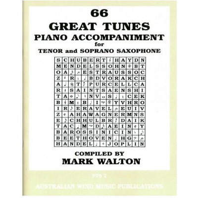 66 Great Tunes for Tenor and Soprano Saxophone - Piano Accompaniment-Woodwind-Australian Wind Music Publications-Engadine Music