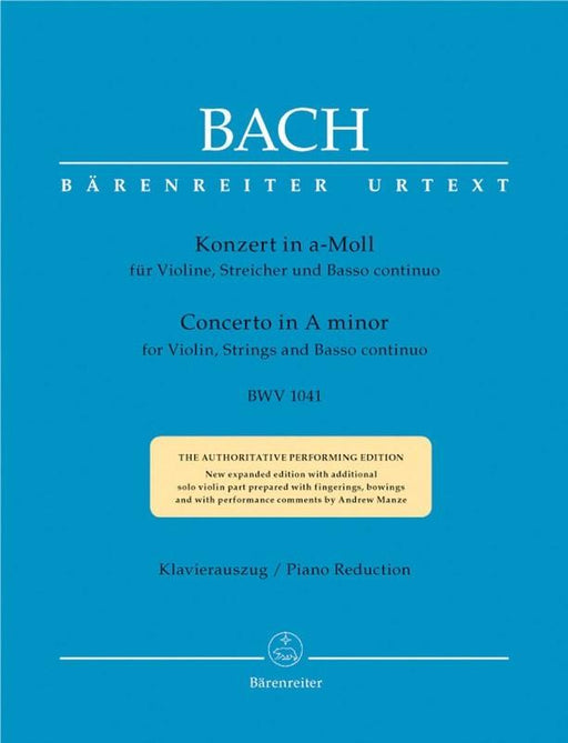 Bach - Concerto in A minor BWV 1041, Violin & Piano-Strings-Barenreiter-Engadine Music