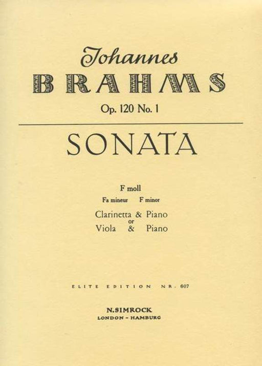 Brahms Sonata No. 1 In F Minor Op. 120/1 Clarinet/Piano-Woodwind-Boosey & Hawkes-Engadine Music