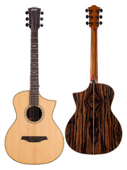 Bromo BAR5CE Rocky Mountain Series All Solid Concert Electric Acoustic Guitar + Gig Bag