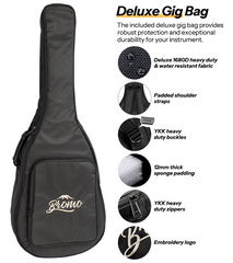 Bromo BAR6E Rocky Mountain Series All Solid Parlour Electric Acoustic Guitar + Gig Bag