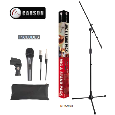 CARSON MPKAMS1 COMPLETE MICROPHONE & BOOM STAND PACKAGE