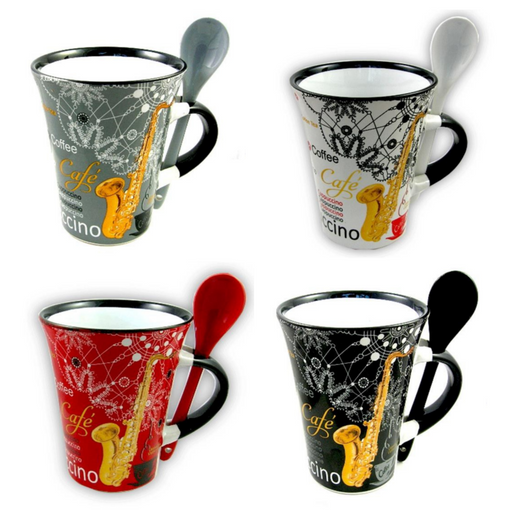 Cappuccino Mug with Spoon Saxophone - Various