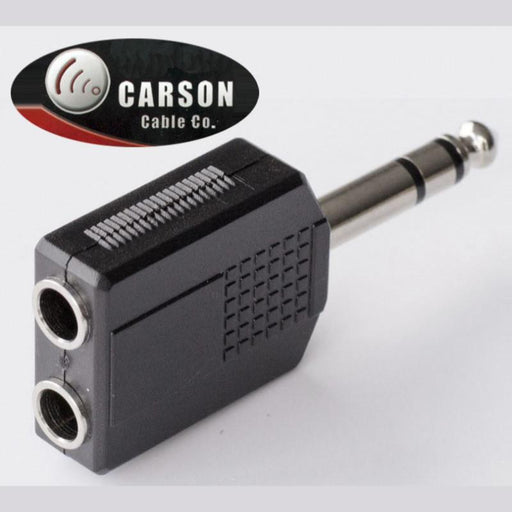 CARSON ADAPTOR 3970 6.3mm STEREO JACK PLUG (M) TO 2 x 6.3mm STEREO SOCKETS (F)-Audio Plug-Carson-Engadine Music