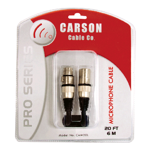 Carson CAM20L Pro XLR to XLR Mic Cable