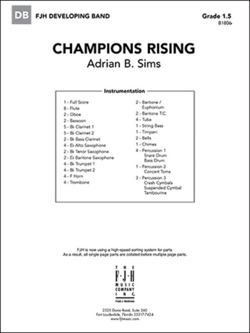 Champions Rising, Adrian B. Sims Concert Band Grade 1.5