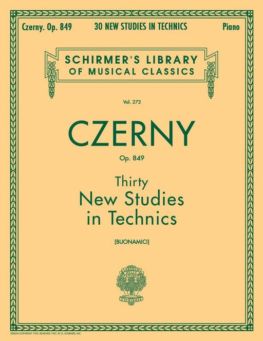 Czerny - 30 New Studies in Technics Op. 849-Piano & Keyboard-G. Schirmer, Inc.-Engadine Music