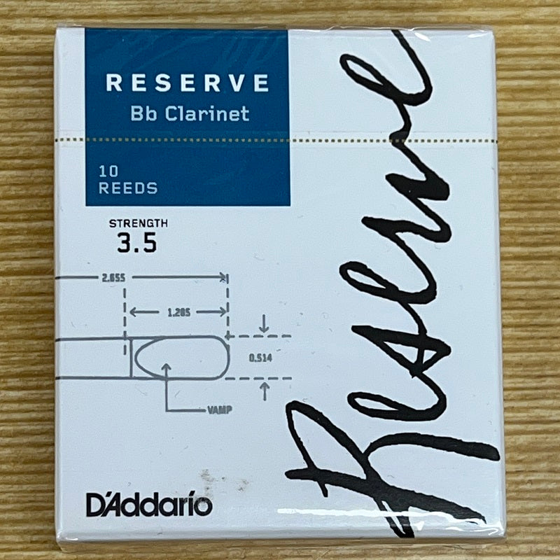 D'Addario Reserve Clarinet Reed Size 3.5, 10 Box