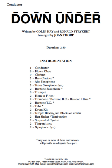 Down Under - Concert Band Grade 1