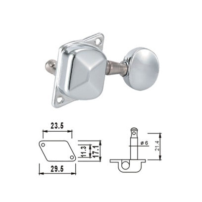 Dr Parts Acoustic | Electric Machine Heads Round Vintage Buttons Singles Set (3-a-side)