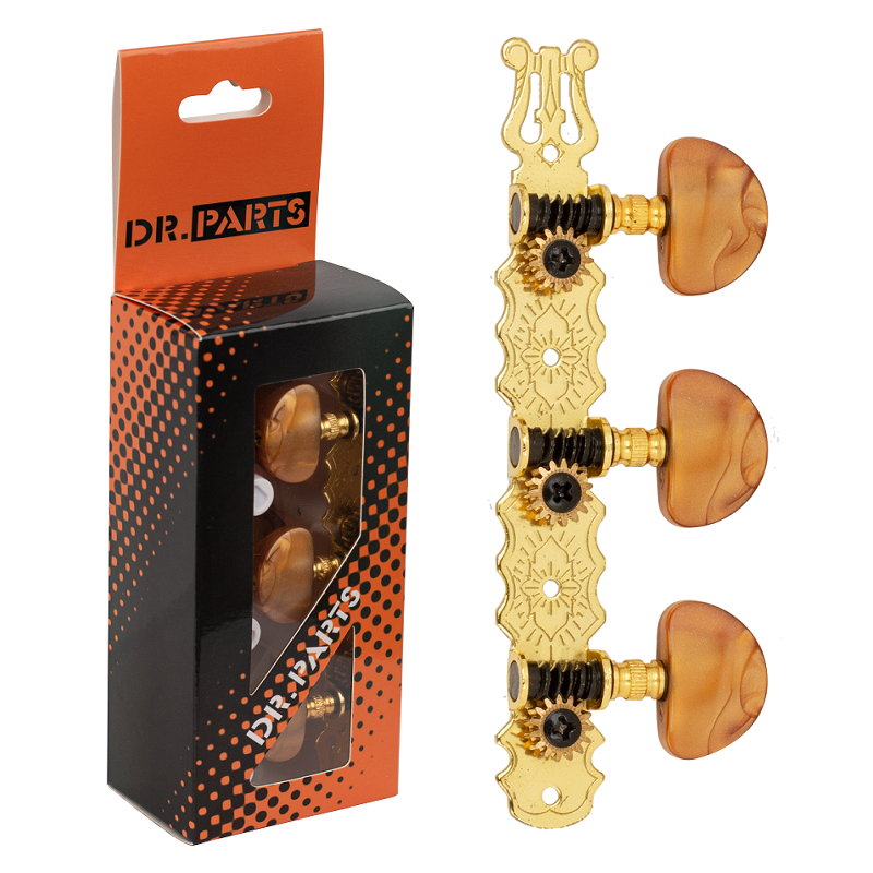 Dr Parts Classical Machine Heads Amber Buttons (3-a-side)