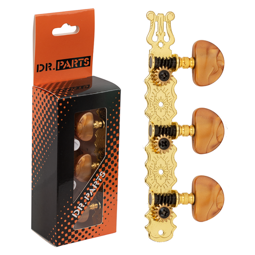 Dr Parts Classical Machine Heads Amber Buttons (3-a-side)