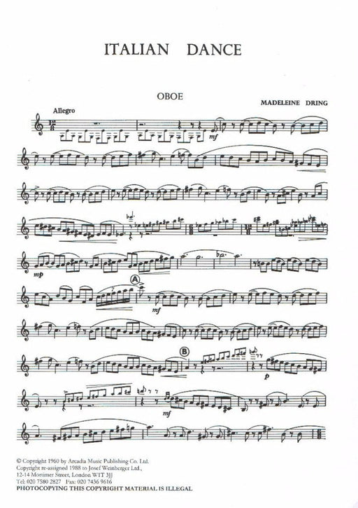 Dring - Italian Dance Oboe/Piano-Woodwind-Josef Weinberger-Engadine Music