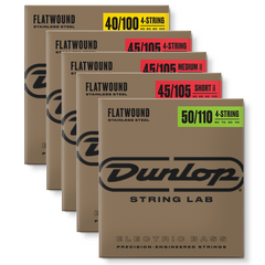 Dunlop Bass Guitar Stainless Steel Flat Wound 4-String Set - Various
