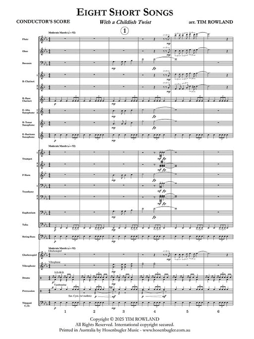 Eight Short Songs With a Childish Twist - Concert Band Grade 3