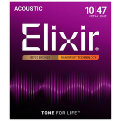 Elixir Acoustic 80/20 Bronze with Nanoweb Coating Guitar String Sets