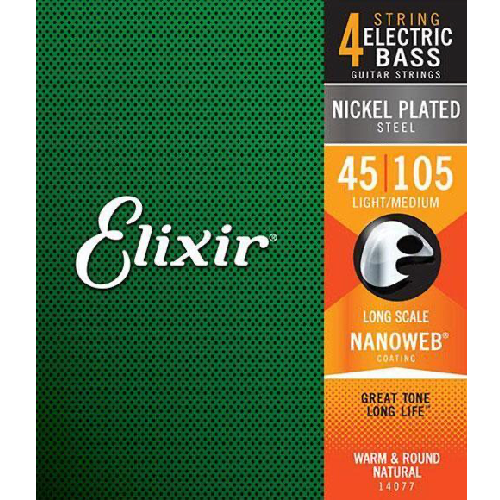 Elixir Electric Bass Nickel Plated Steel Strings with Nanoweb Coating