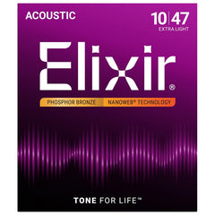 Elixir Phosphor Bronze with Nanoweb Coating Acoustic Guitar Strings Set