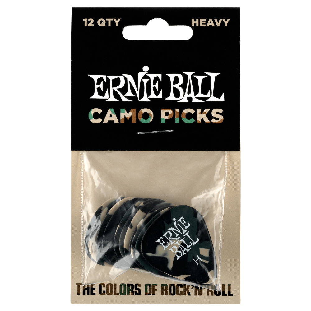 Ernie Ball Camouflage Celluslose Heavy Picks (12 Pack)