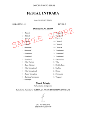 Festal Intrada, Ralph Hultgren Concert Band Chart Grade 3