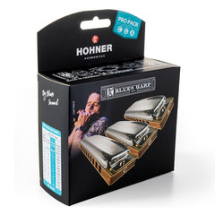 Hohner MS Series Blues Harp 3-Pce Harmonica Pro Pack in the Keys C, G, A