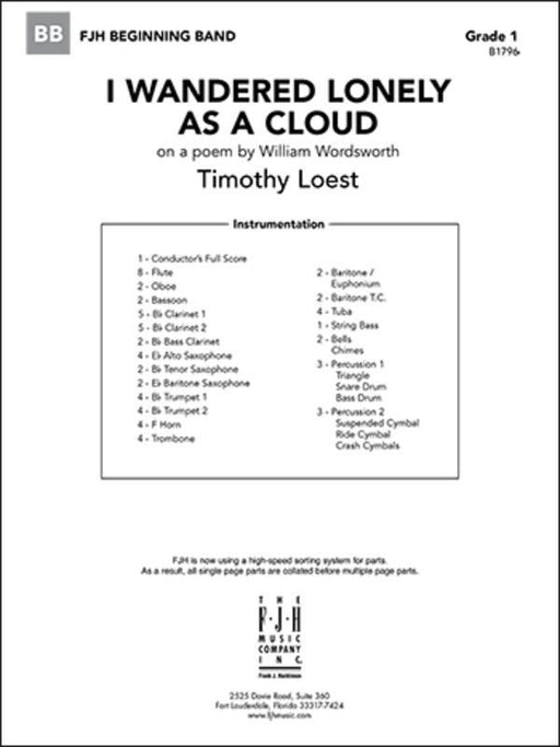 I Wandered Lonely as a Cloud, Timothy Loest Concert Band Grade 1