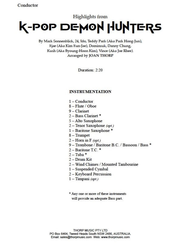 K-Pop Demon Hunters featuring Golden and Soda Pop - Concert Band Grade 1