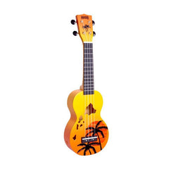 MAHALO Palm Tree Orange Burst Soprano Ukulele and Bag NEW Designer Series-Ukulele-Mahalo-Engadine Music