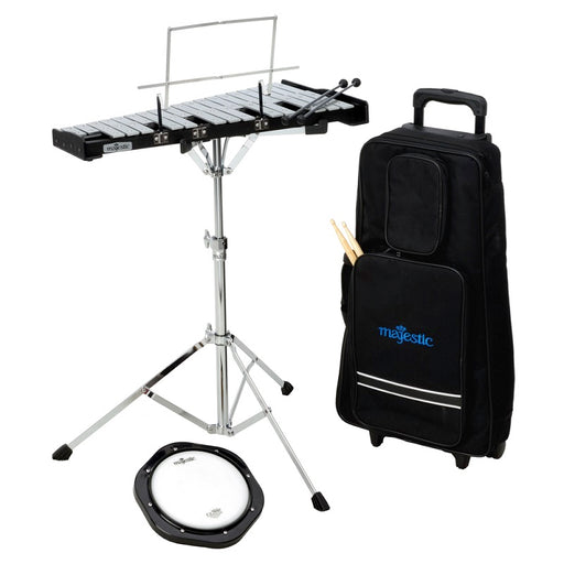 Majestic Glockenspiel Kit With Practice Pad and Backpack or Roll Cart