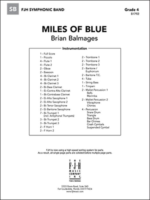 Miles of Blue, Brian Balmages Concert Band Grade 4