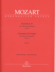 Mozart - Concerto No. 4 D major K. 218, Violin & Piano-Strings-Barenreiter-Engadine Music