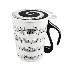 Mug with Lid - Keyboard Black & White