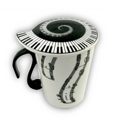 Mug with Lid - Keyboard Black & White