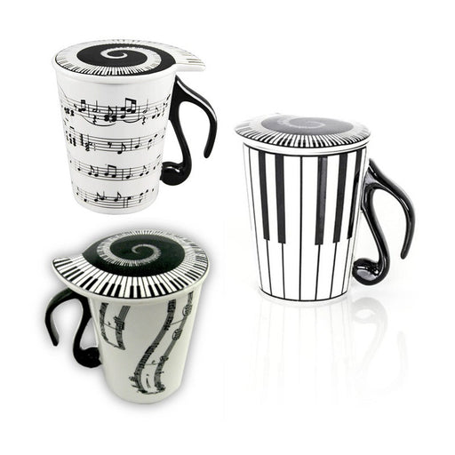 Mug with Lid - Keyboard Black & White