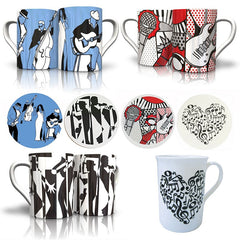 Musical Bone China Mug & Matching Coasters - Various Art Designs