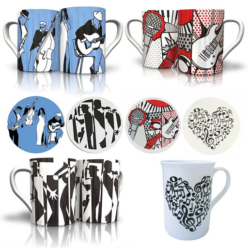 Musical Bone China Mug & Matching Coasters - Various Art Designs