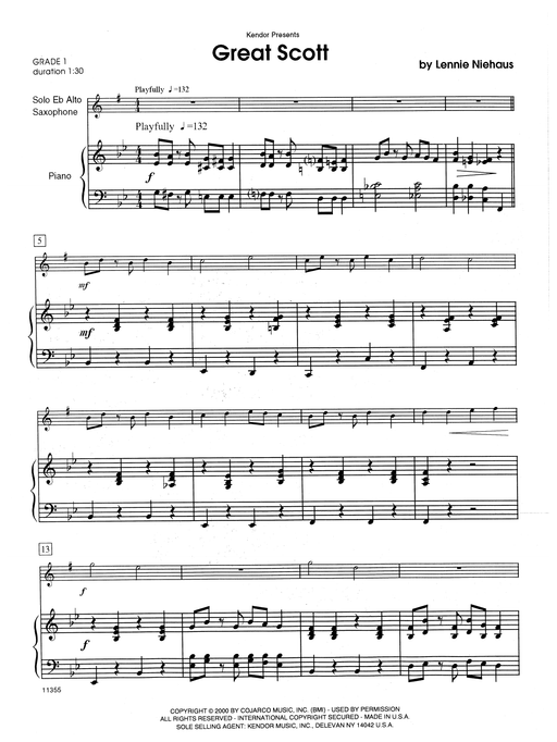 Niehaus - Great Scott, Trumpet/Baritone & Piano-Brass-Kendor Music-Engadine Music