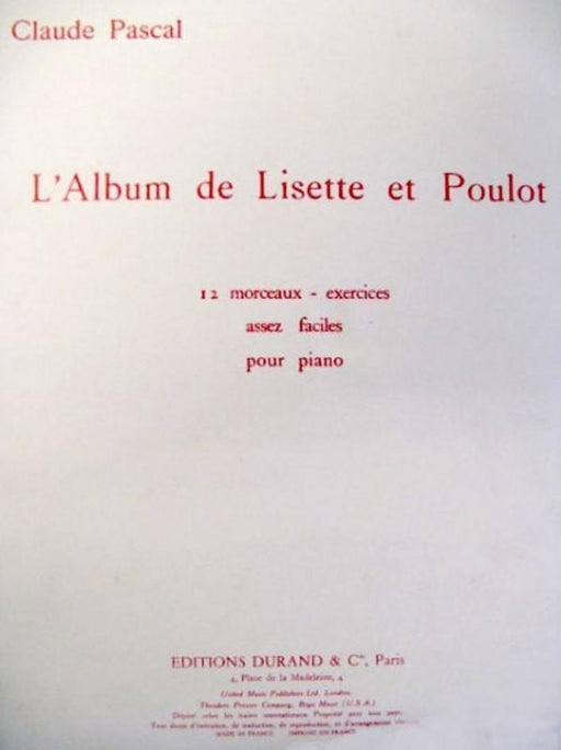 Pascal - L'Album de Lisette et Poulot, Piano