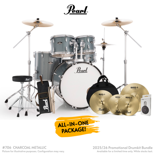Pearl Roadshow 22" Fusion PLUS Drum Kit w/Pearl BRD-1 Cymbal Pack - Charcoal Metallic