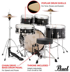Pearl Roadshow Junior Complete 5-Piece Drum Kit - Various Colours