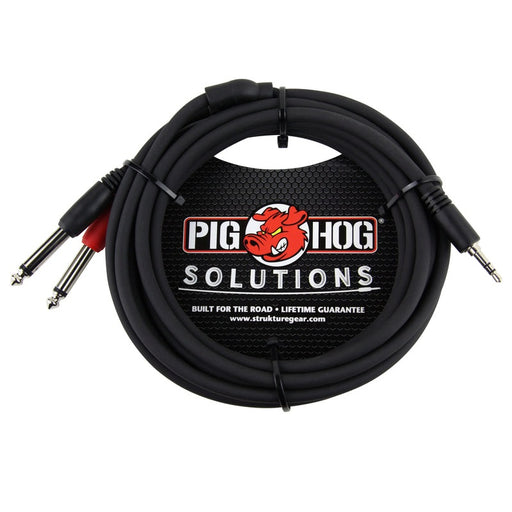 Pig Hog 10ft Stereo Breakout cable 3.5mm to Dual Mono 6.3mm Cable