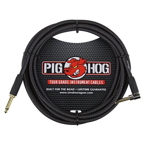 Pig Hog Instrument Cable - 20ft - Right Angle - Woven Black - SALE