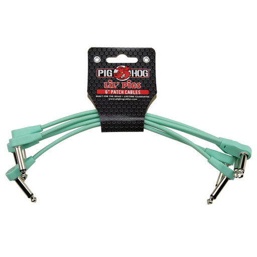 Pig Hog Lil' Pigs Low Profile 6" patch cables, 4pk - Seafoam Green - SALE