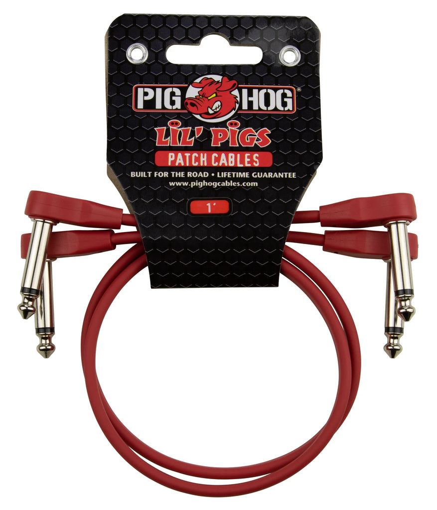 Pig Hog Lil' Pigs Low Profile Patch Cables 2Pk - 1ft - Candy Apple Red