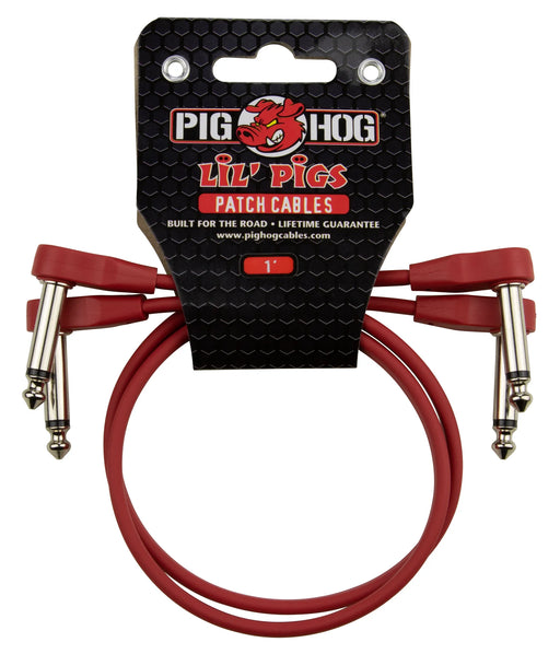 Pig Hog Lil' Pigs Low Profile Patch Cables 2Pk - 1ft - Candy Apple Red