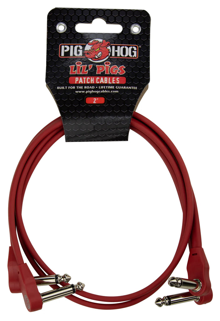 Pig Hog Lil' Pigs Low Profile Patch Cables 2Pk - 2ft - Candy Apple Red