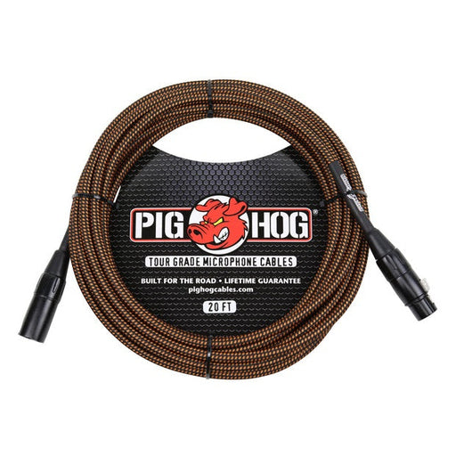 Pig Hog Woven 20Ft Mic Cable - Black & Orange - SALE