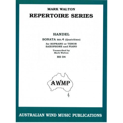 Repertoire Series - Handel Sonata No. 4 Soprano and Tenor Saxophone Bk/CD-Woodwind-Australian Wind Music Publications-Engadine Music