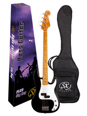 SX VEP57B 4/4 Black P Bass Guitar - Various Options